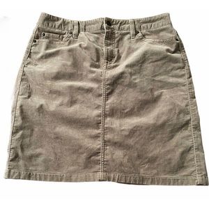 LL Bean Pincord Corduroy Brown Knee Length Skirt